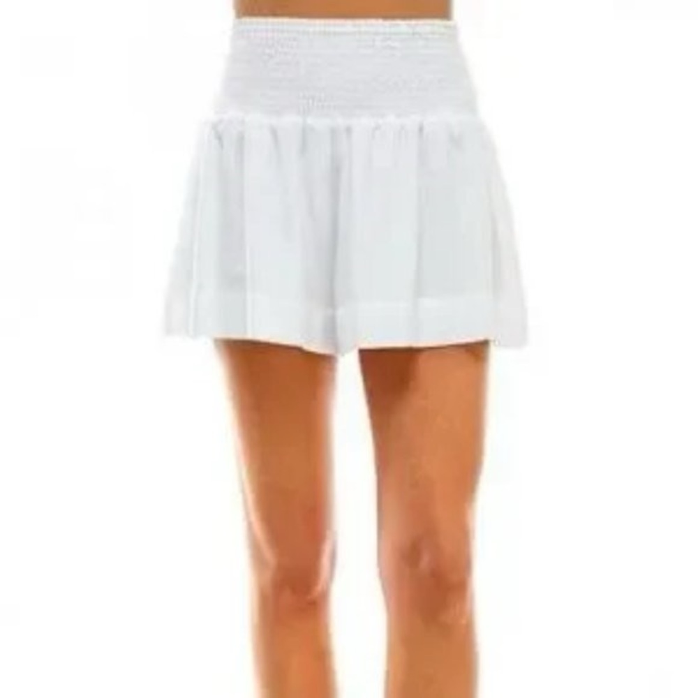 Women's White Smocked Waist Shorts